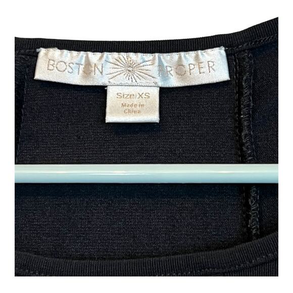 Boston Proper Black Nylon Spandex Top XS Peplum Scuba minimalist - Picture 2 of 4